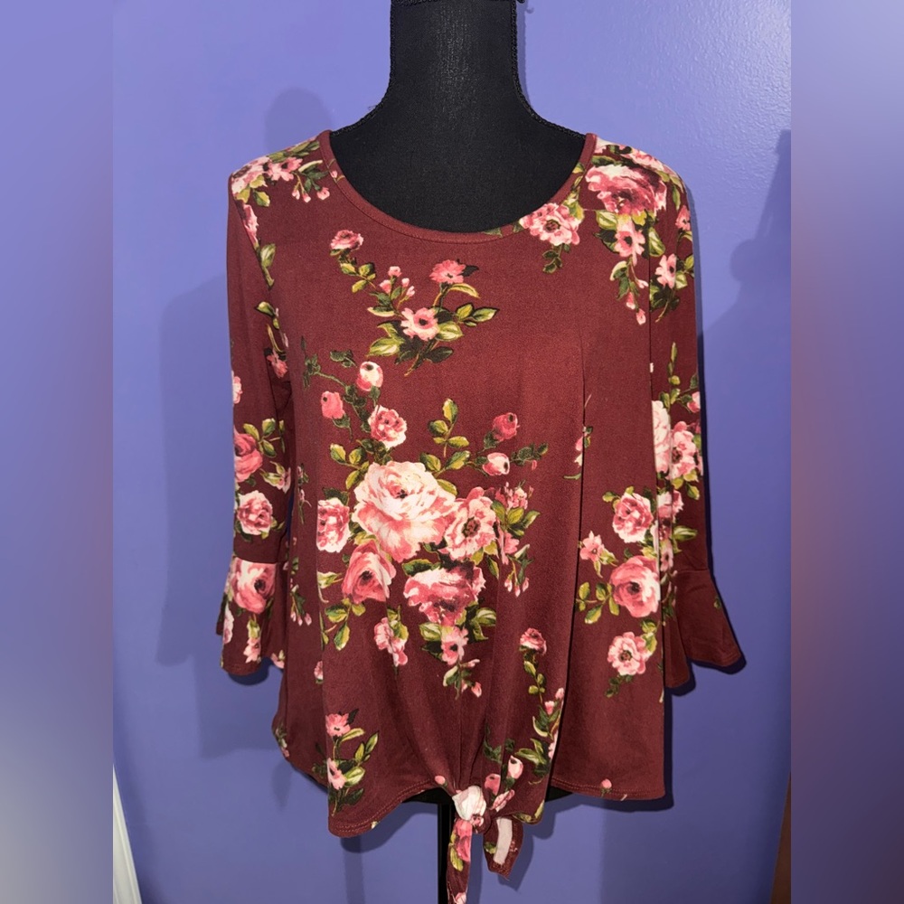 Floral Burgundy Women's Top
